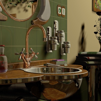 Baño rústico